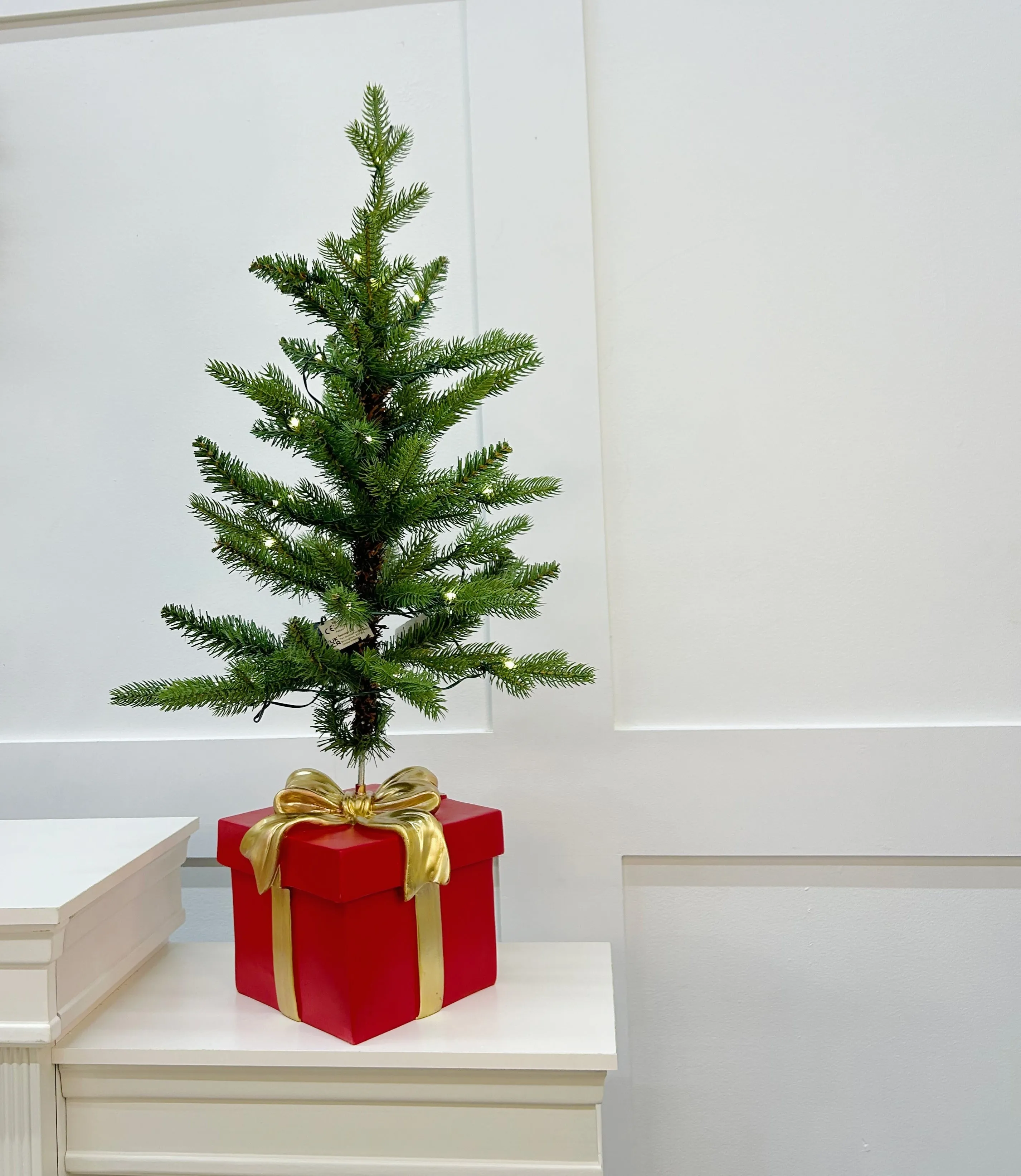 2 FT Allison Pine Pottable Tree With Red Gift Box Base