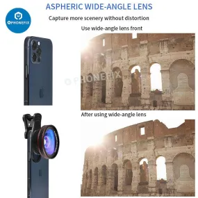 2 In 1 4K HD Wide-angle Macro Lens with LED Lamp for Phone Camera