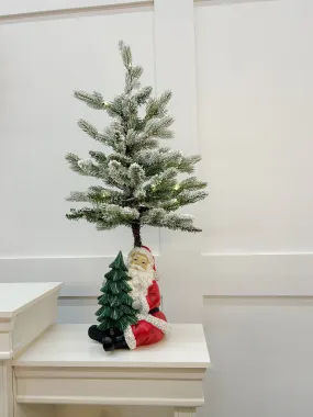 3 FT Snowy Allison Pine Pottable Tree With Santa Claus Base