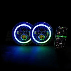 7" 'Halo' LED Colour Chasing Headlights