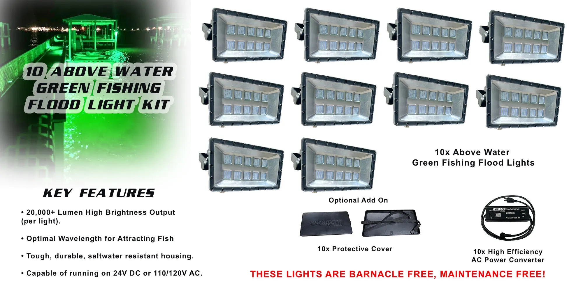 Above Water Green Fishing Flood Light Kit