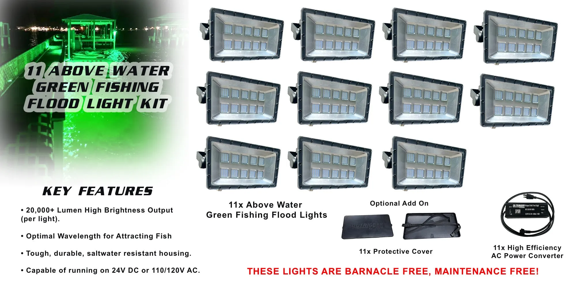 Above Water Green Fishing Flood Light Kit