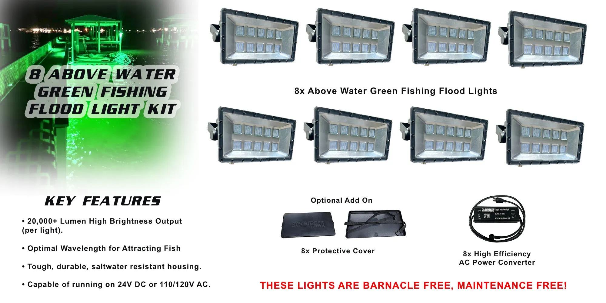 Above Water Green Fishing Flood Light Kit