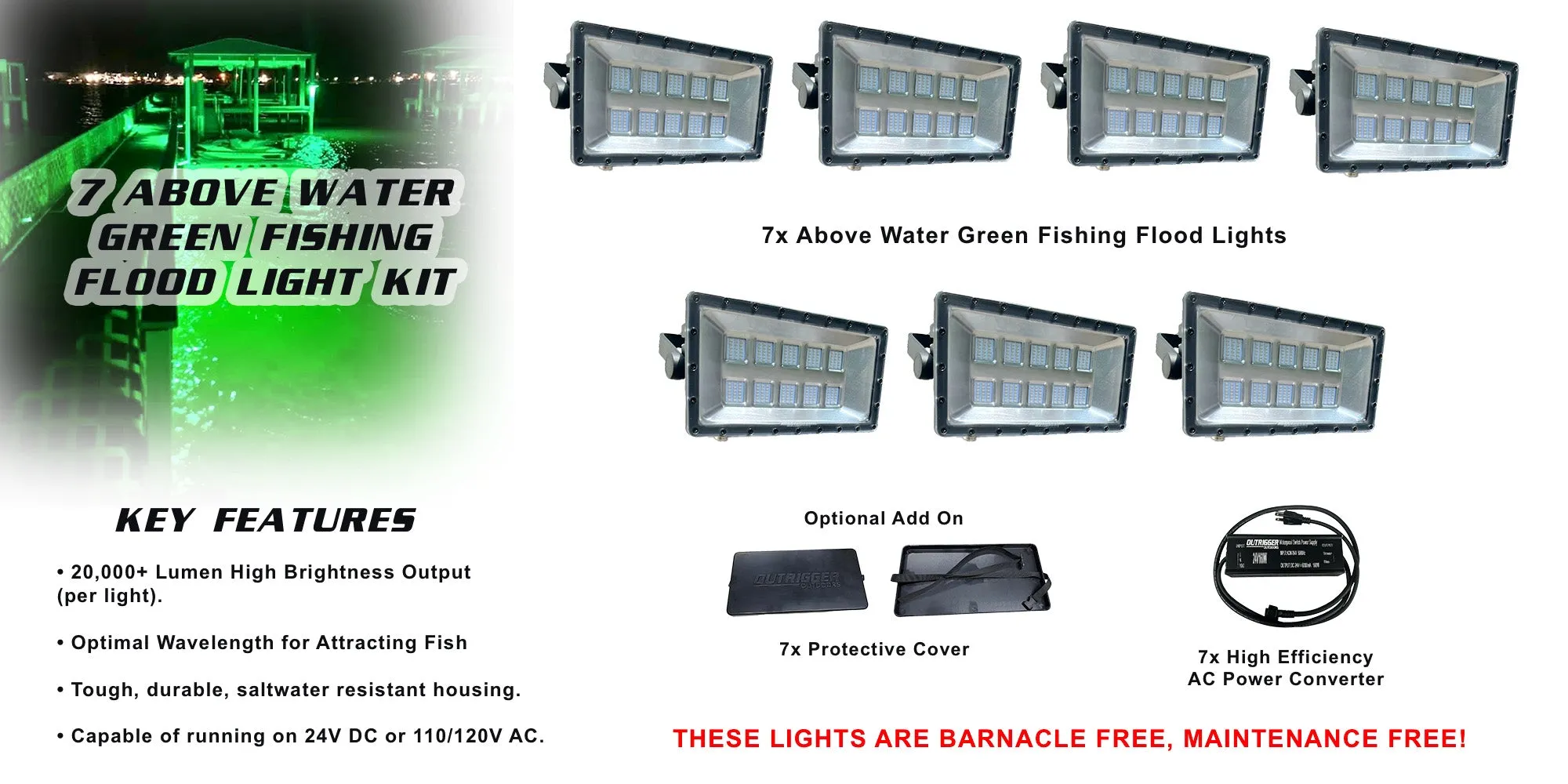 Above Water Green Fishing Flood Light Kit