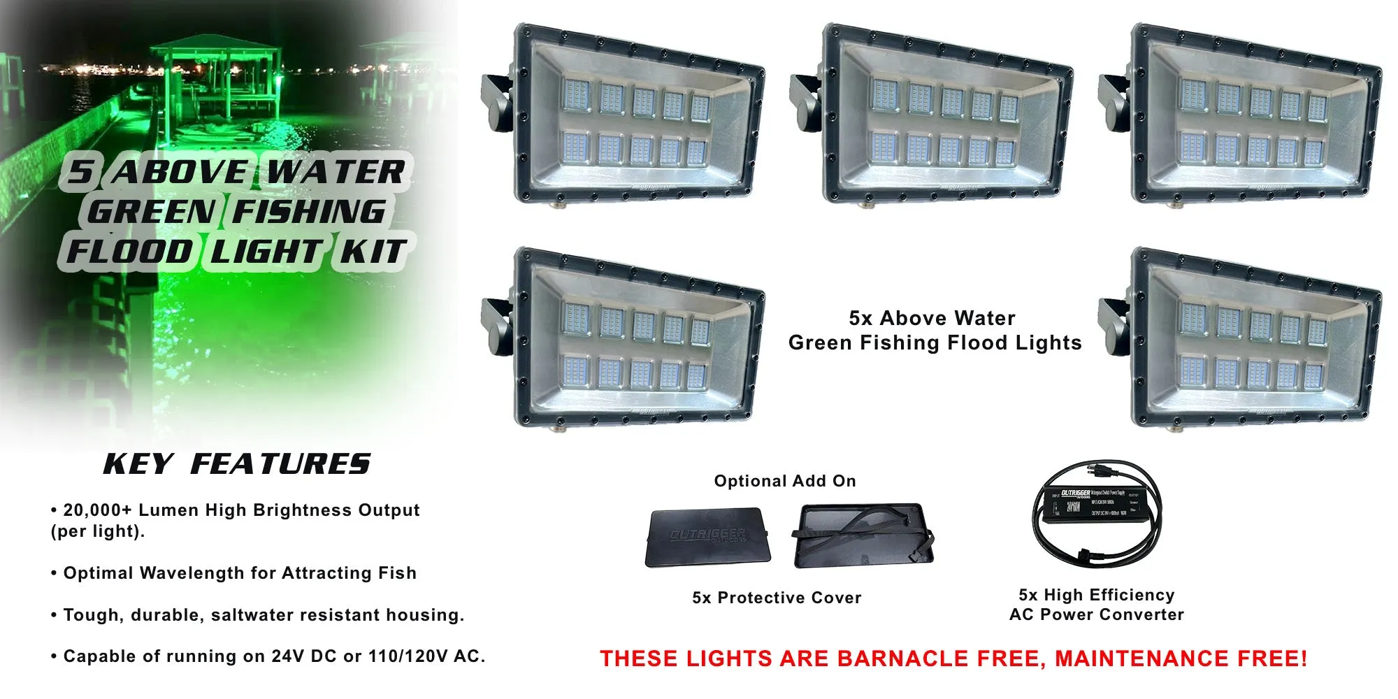 Above Water Green Fishing Flood Light Kit