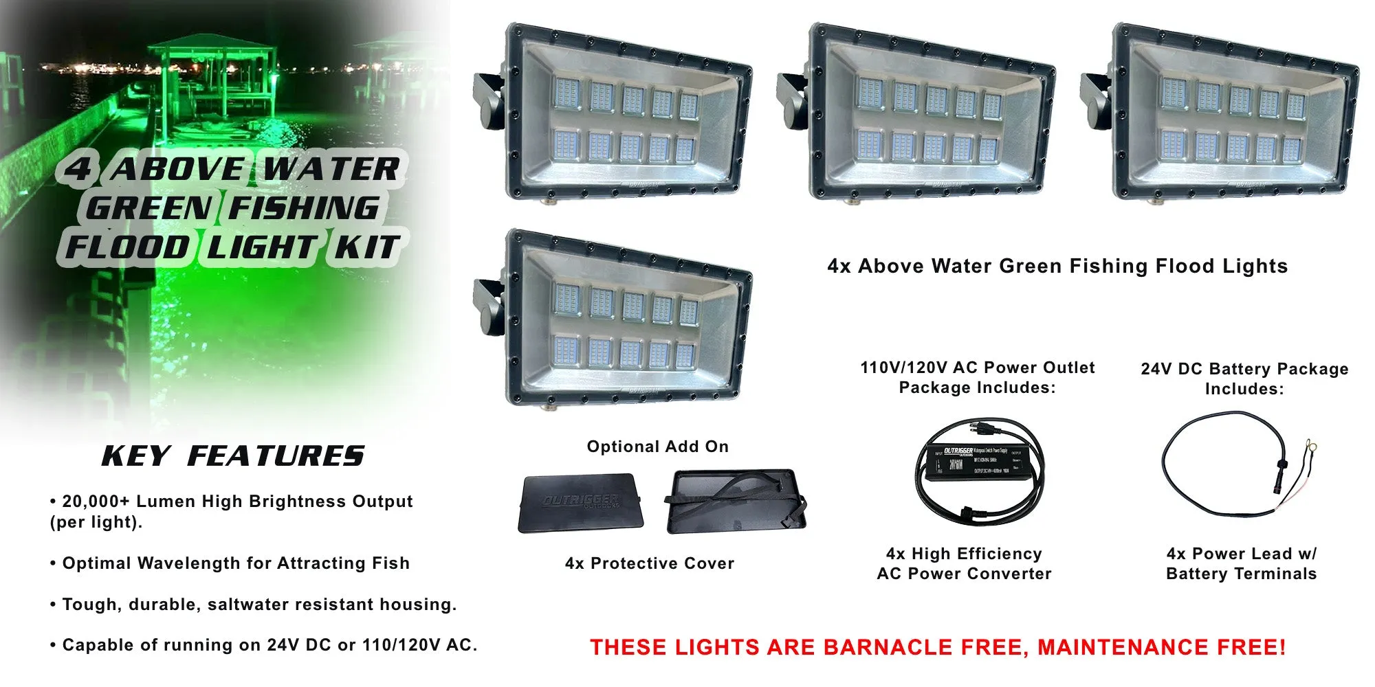 Above Water Green Fishing Flood Light Kit