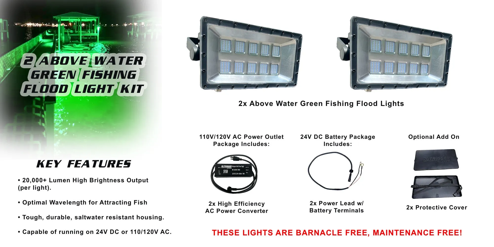 Above Water Green Fishing Flood Light Kit