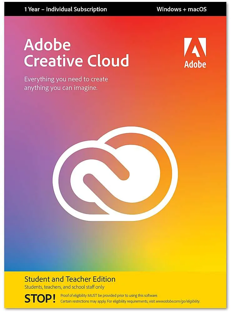 Adobe - Creative Cloud All Apps for Student and Teacher Edition - Mac OS, Windows