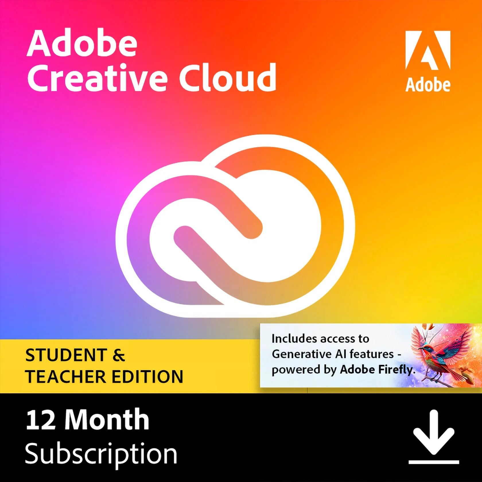 Adobe Creative Cloud Student & Teacher Edition (12-Month Subscription) - SPECIAL ADD ON!