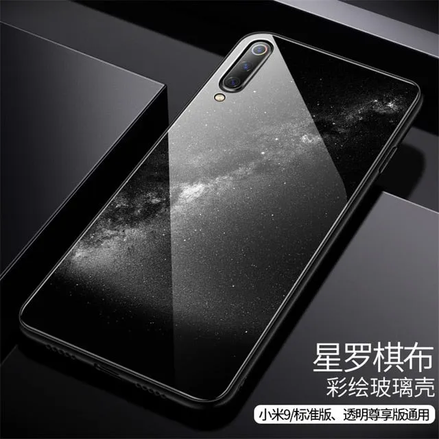 Aixuan Glass Case For Xiaomi mi 9/Mi9 Explorer/Xiaomi mi 9 SE Case painted Tempered Glass Silicon Protective full Cover Cases