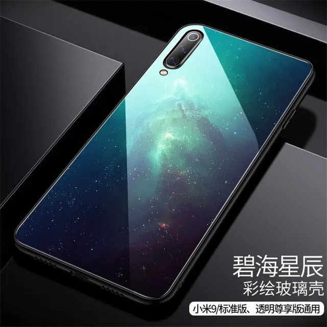 Aixuan Glass Case For Xiaomi mi 9/Mi9 Explorer/Xiaomi mi 9 SE Case painted Tempered Glass Silicon Protective full Cover Cases