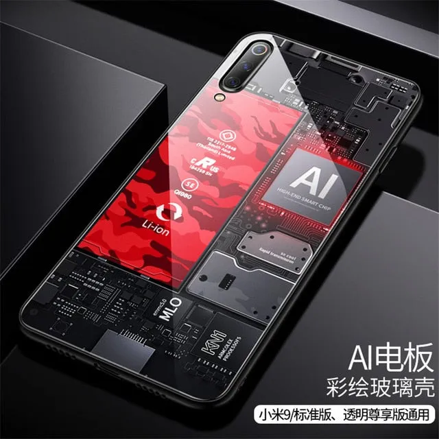 Aixuan Glass Case For Xiaomi mi 9/Mi9 Explorer/Xiaomi mi 9 SE Case painted Tempered Glass Silicon Protective full Cover Cases