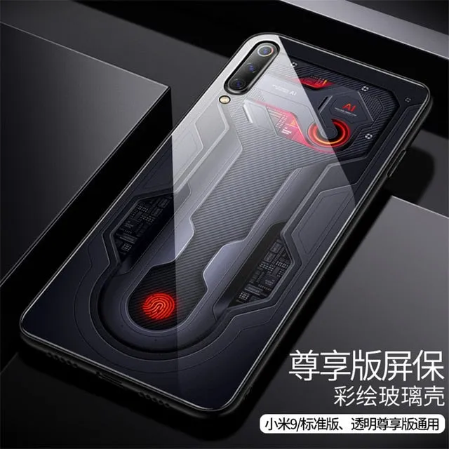 Aixuan Glass Case For Xiaomi mi 9/Mi9 Explorer/Xiaomi mi 9 SE Case painted Tempered Glass Silicon Protective full Cover Cases