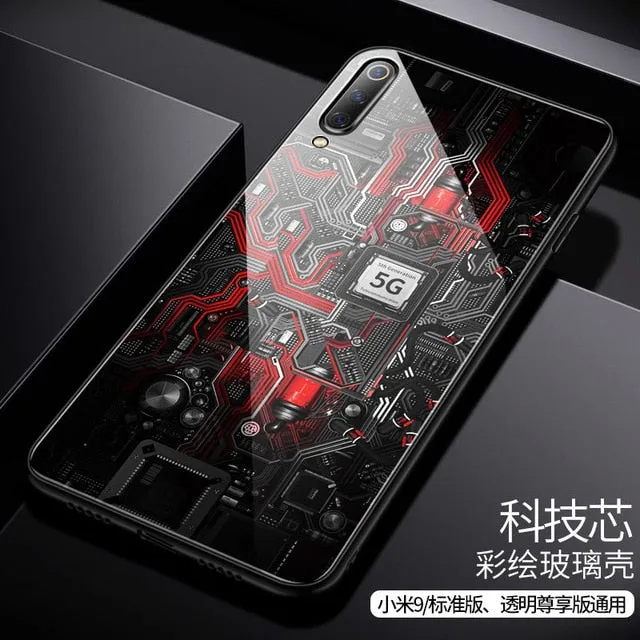 Aixuan Glass Case For Xiaomi mi 9/Mi9 Explorer/Xiaomi mi 9 SE Case painted Tempered Glass Silicon Protective full Cover Cases