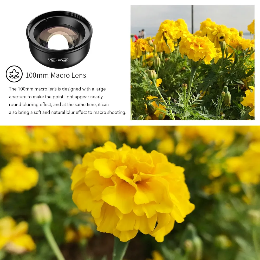 APEXEL camera phone lens 100mm macro lens 4K HD super macro lenses CPL star filter for iPhonex xs max Samsung s9 all smartphone