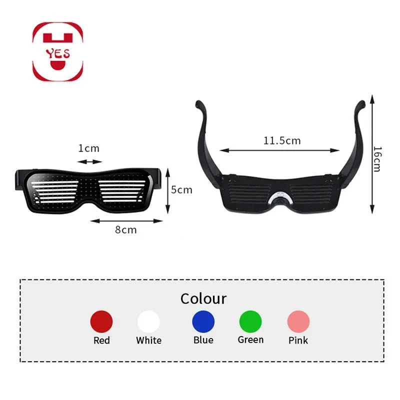 App Bluetooth Led Party Glasses Customized Languages Luminous Eyewear