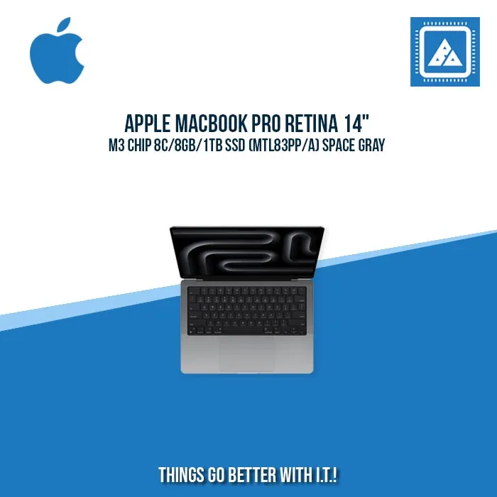 APPLE MACBOOK PRO RETINA 14" M3 CHIP 8C/8GB/1TB SSD (MTL83PP/A) | BEST FOR FREELANCER AND CORPORATES LAPTOP