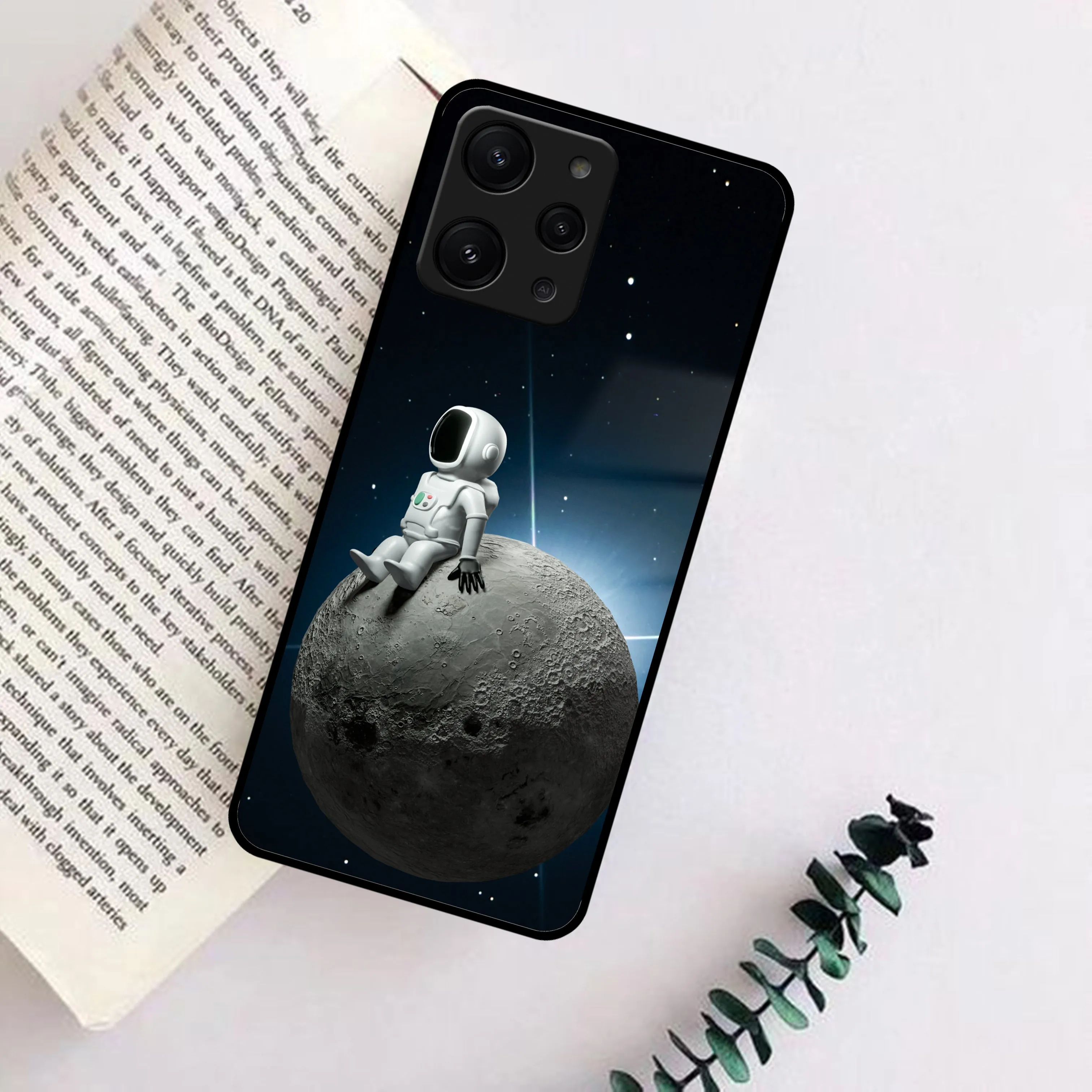 Astronod Moon Glass Case Cover For Redmi/Xiaomi