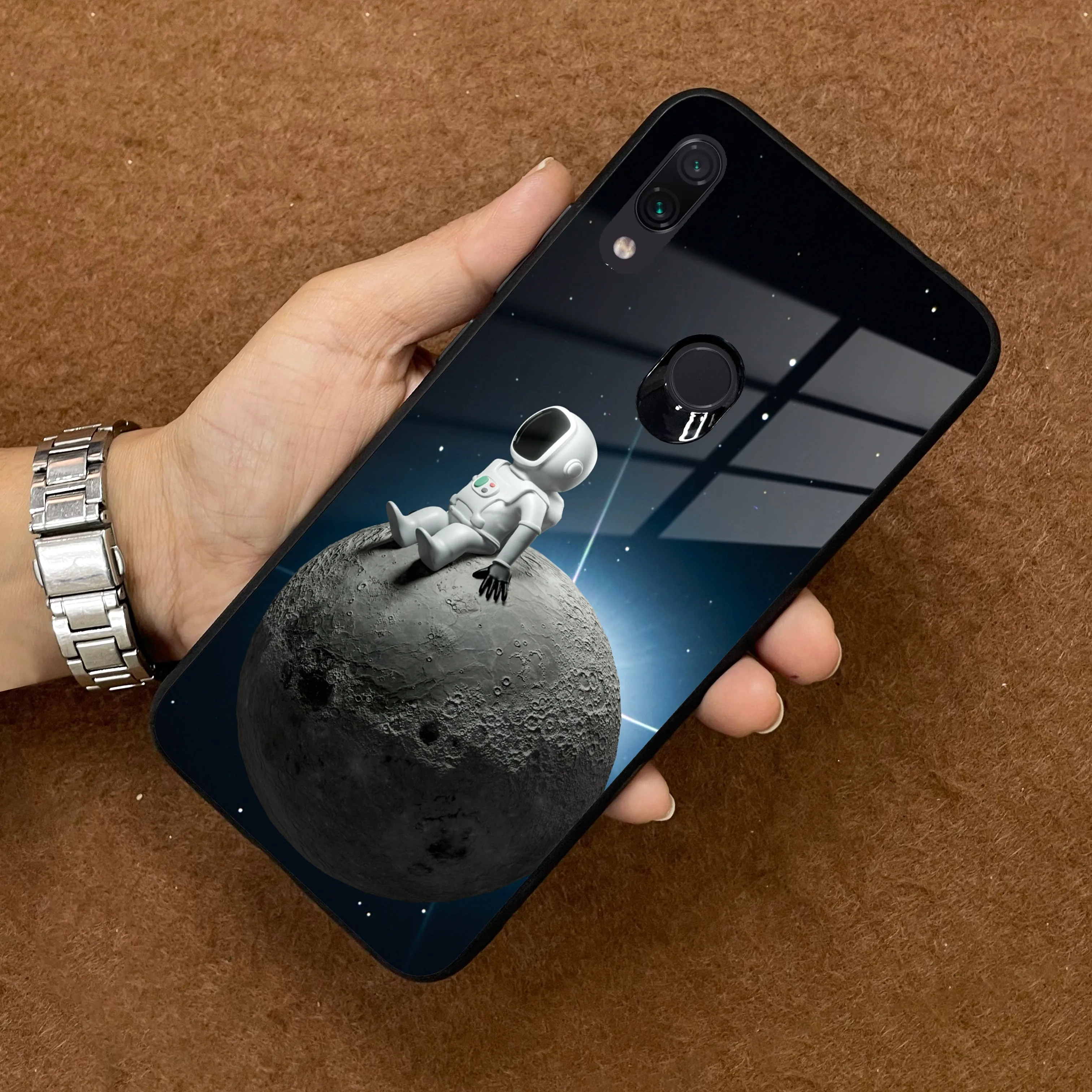 Astronod Moon Glass Case Cover For Redmi/Xiaomi