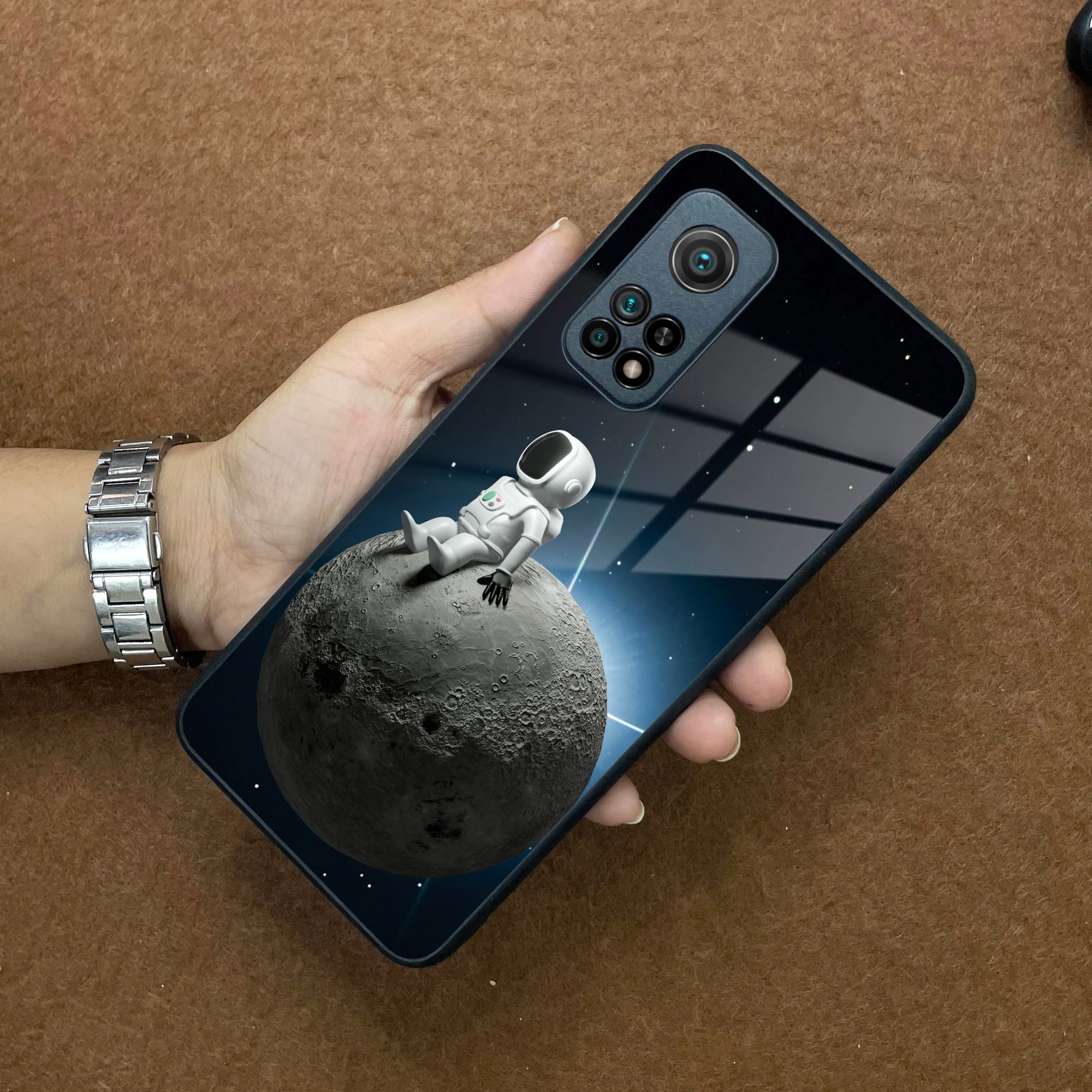 Astronod Moon Glass Case Cover For Redmi/Xiaomi