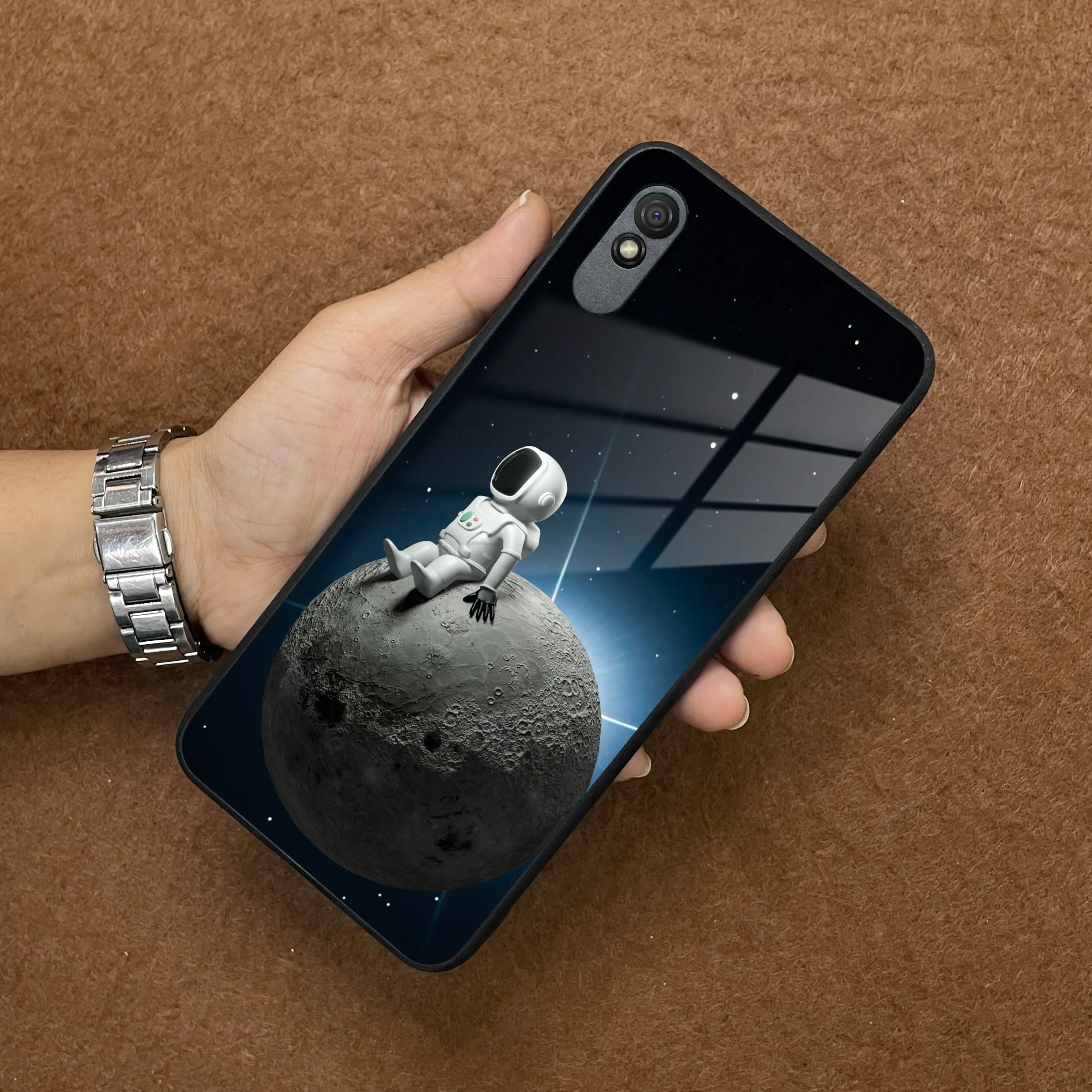 Astronod Moon Glass Case Cover For Redmi/Xiaomi