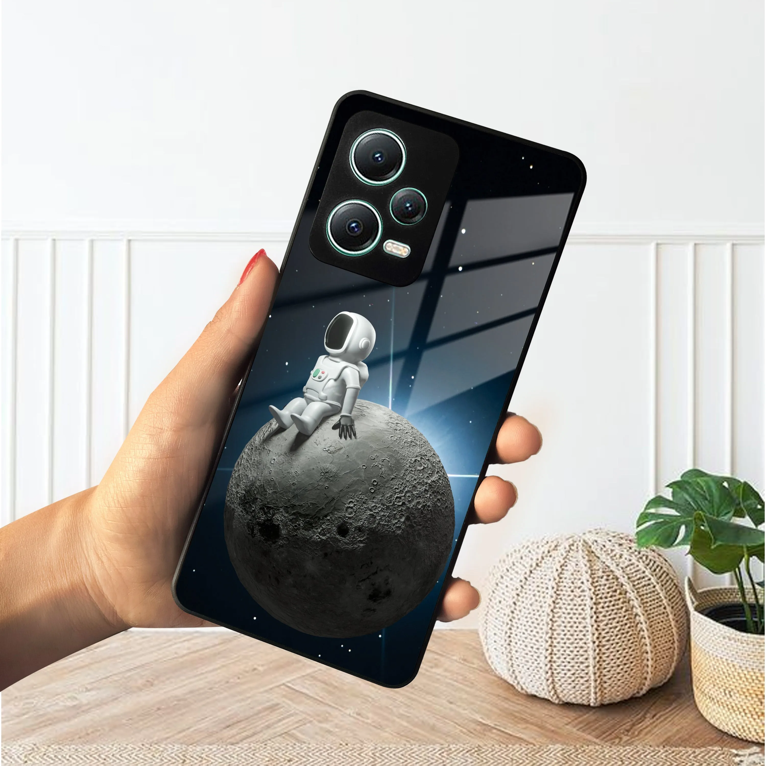 Astronod Moon Glass Case Cover For Redmi/Xiaomi