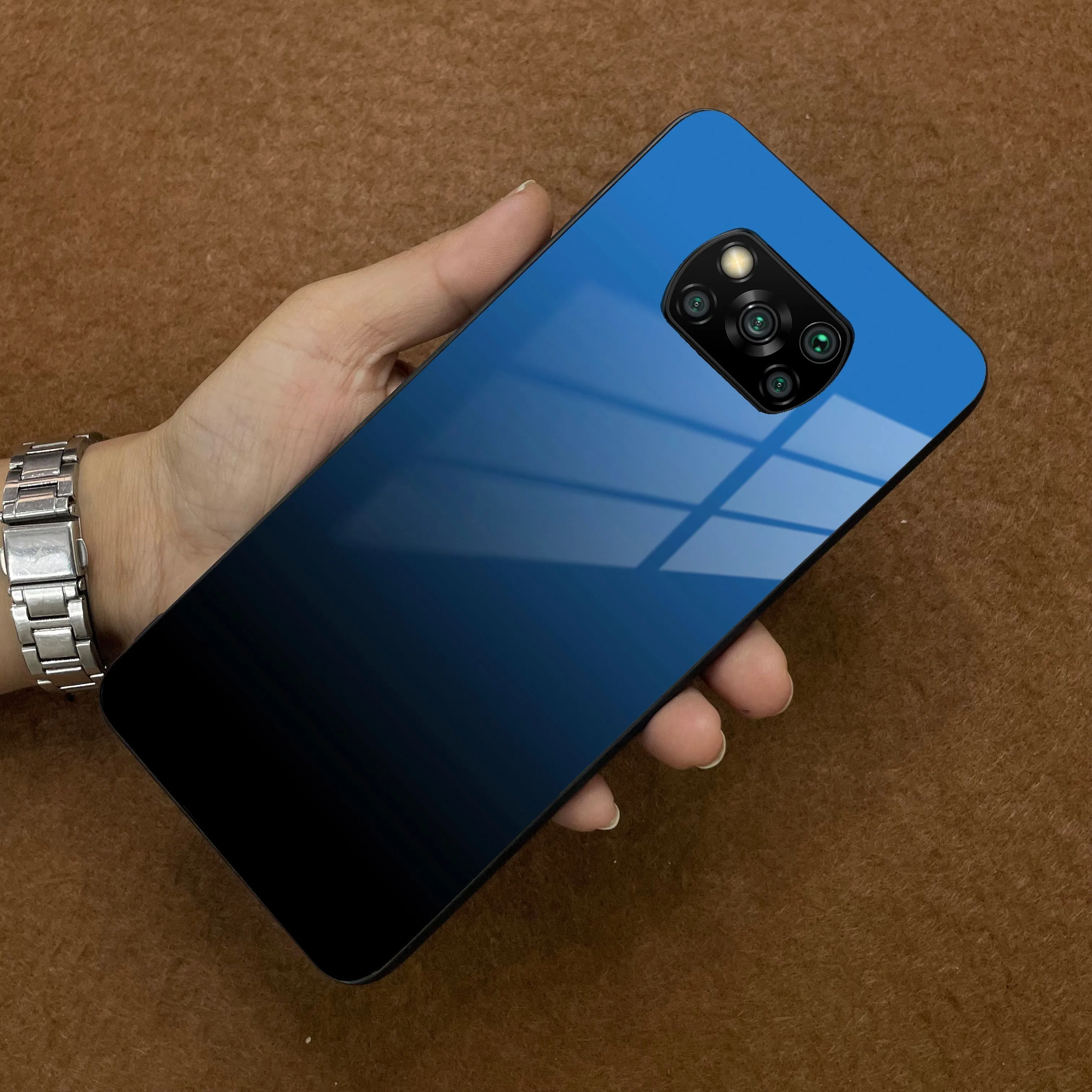 Blue Gradient Glass Case Cover For Poco