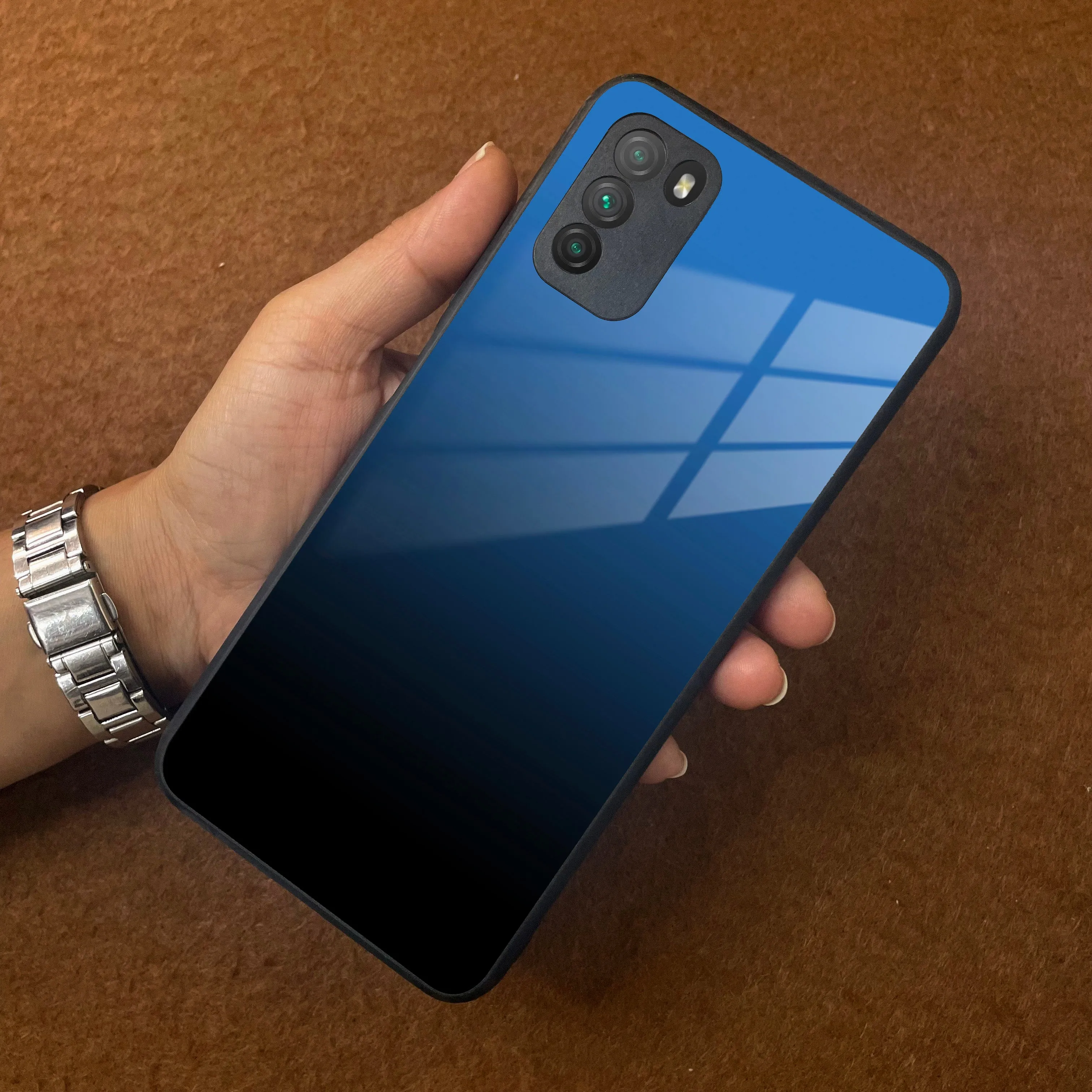 Blue Gradient Glass Case Cover For Poco