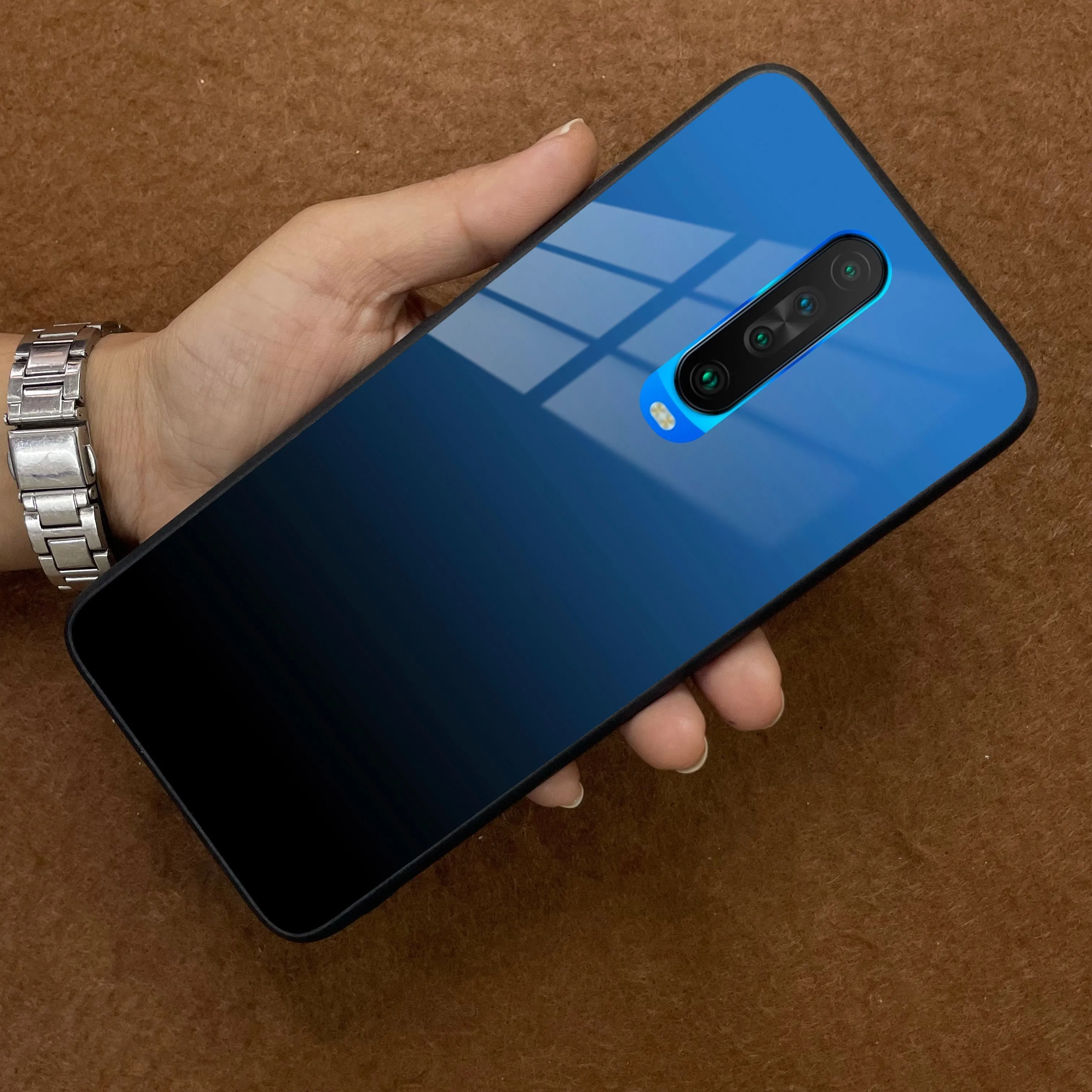 Blue Gradient Glass Case Cover For Poco