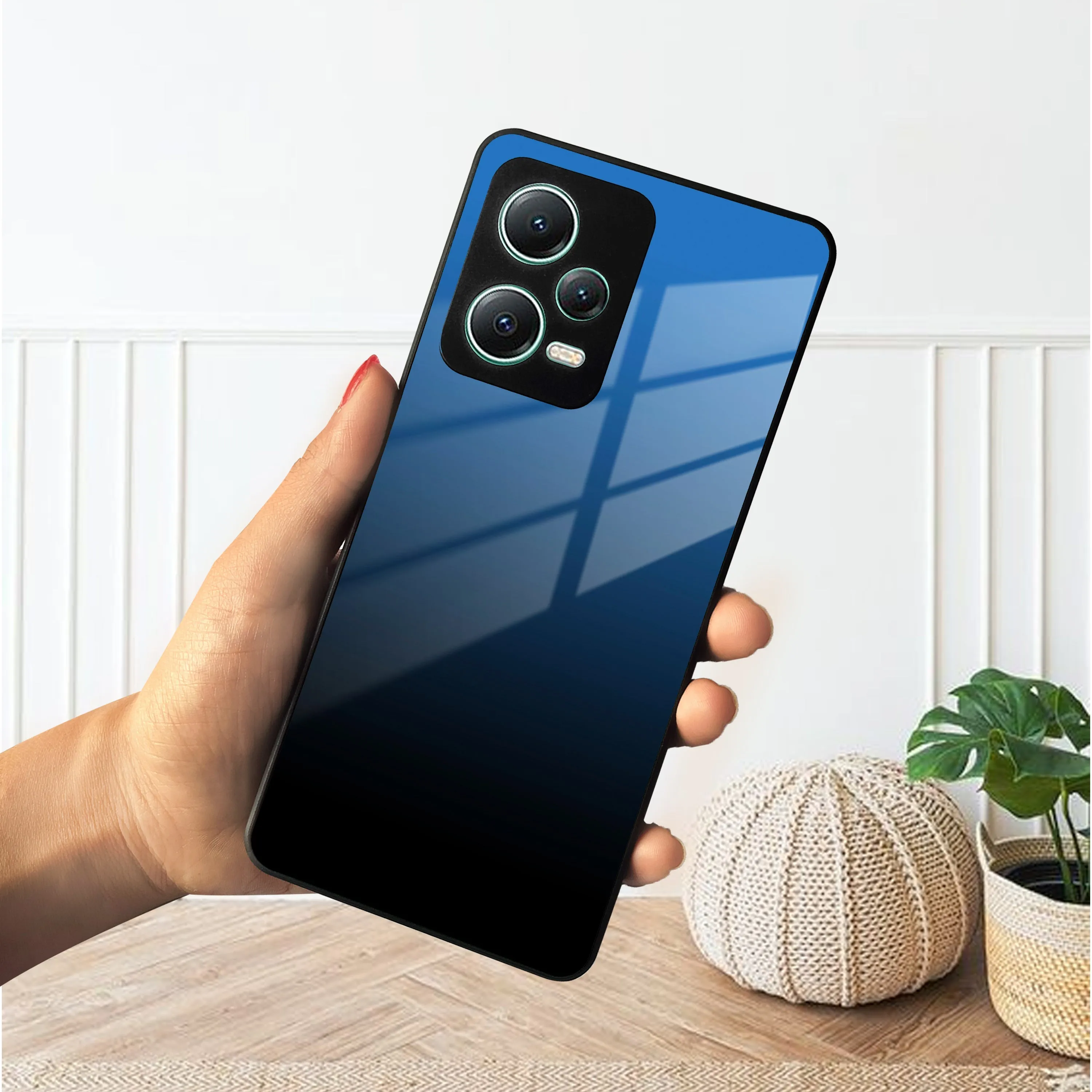 Blue Gradient Glass Case Cover For Poco