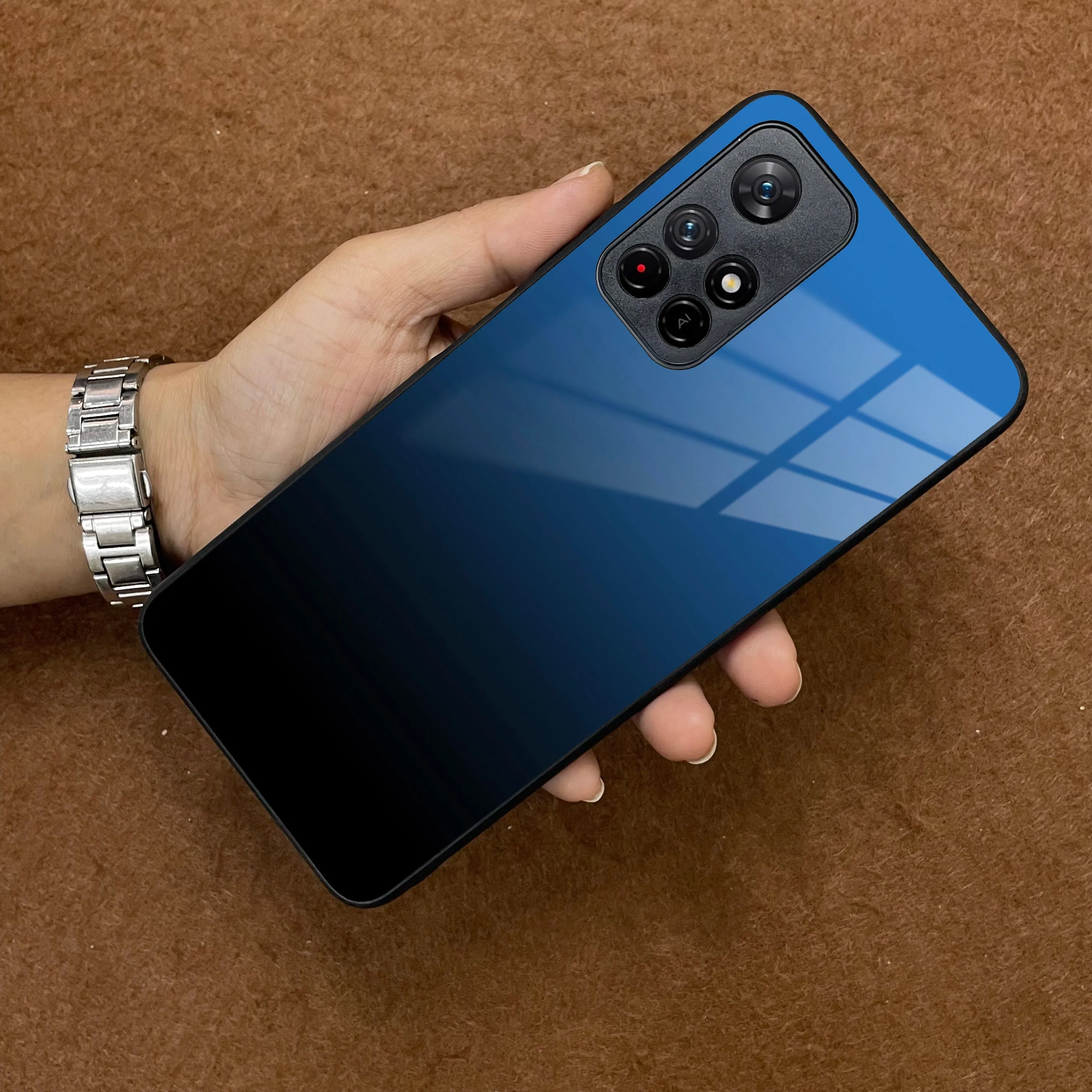 Blue Gradient Glass Case Cover For Poco