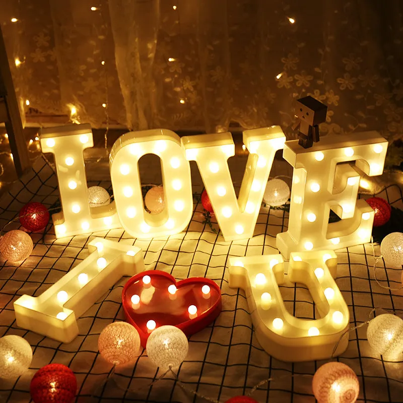 Bulk LED Letter Lights Sign Light Up Letters Sign for Night Light Wedding/Birthday Party Battery Powered Christmas Lamp Home Bar Decoration Wholesale