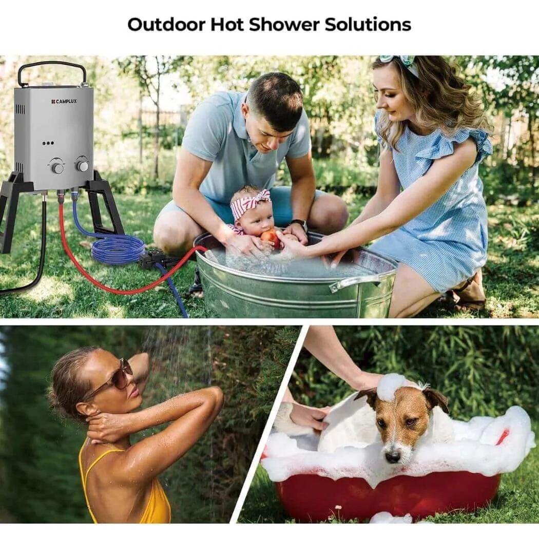 Camplux 1.32 GPM Outdoor Portable Propane Gas Camping Shower with Pump Pack Kits, Grey