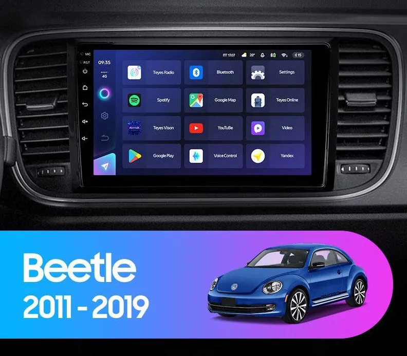 Car Dealz Elite 4G Data Model 10.2" Android 12.0 For Volkswagen Beetle A5 2011 - 2019 In Dash Plus OEM Fascia