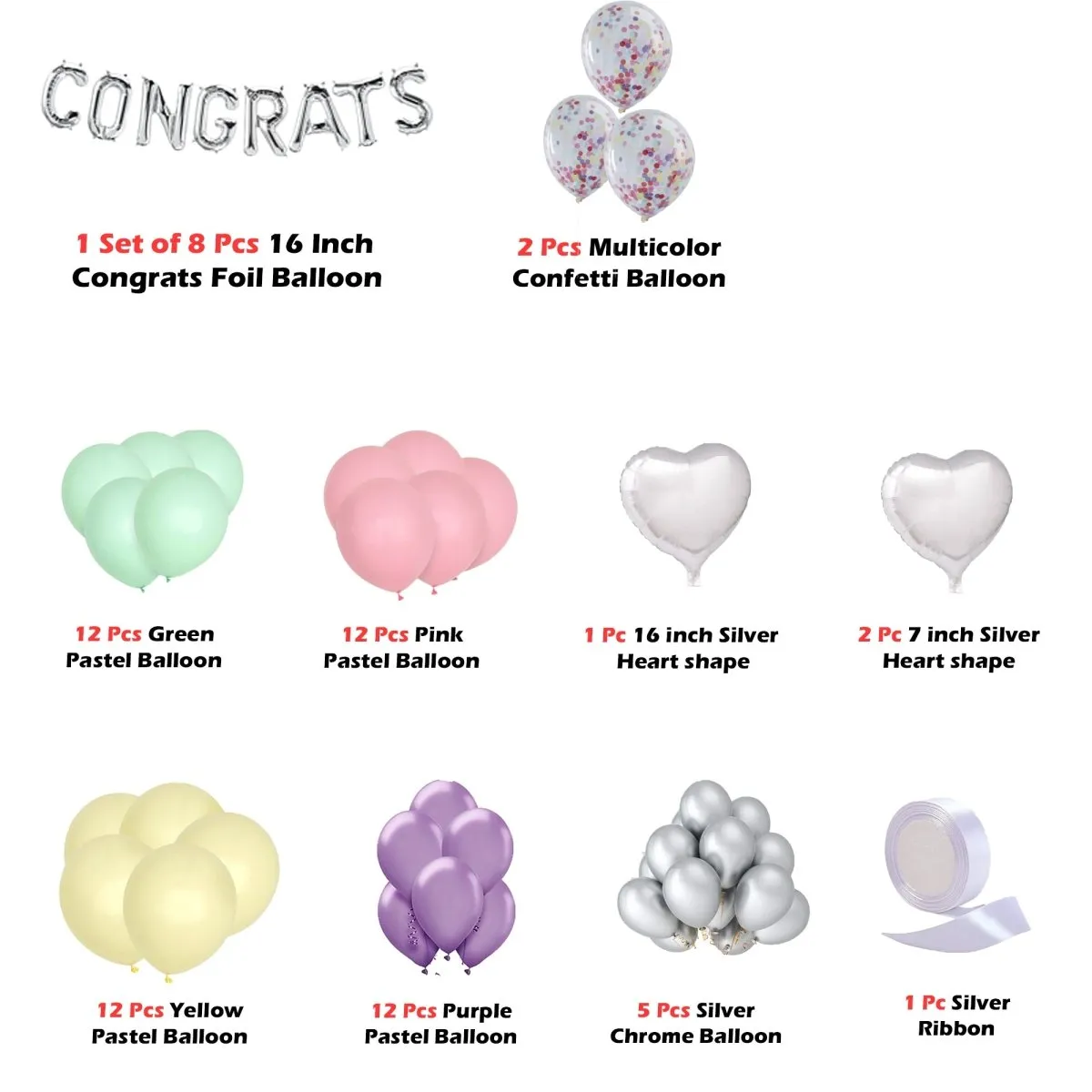 Congrats Pastel Letter Balloon Decoration Kit 68 Pcs