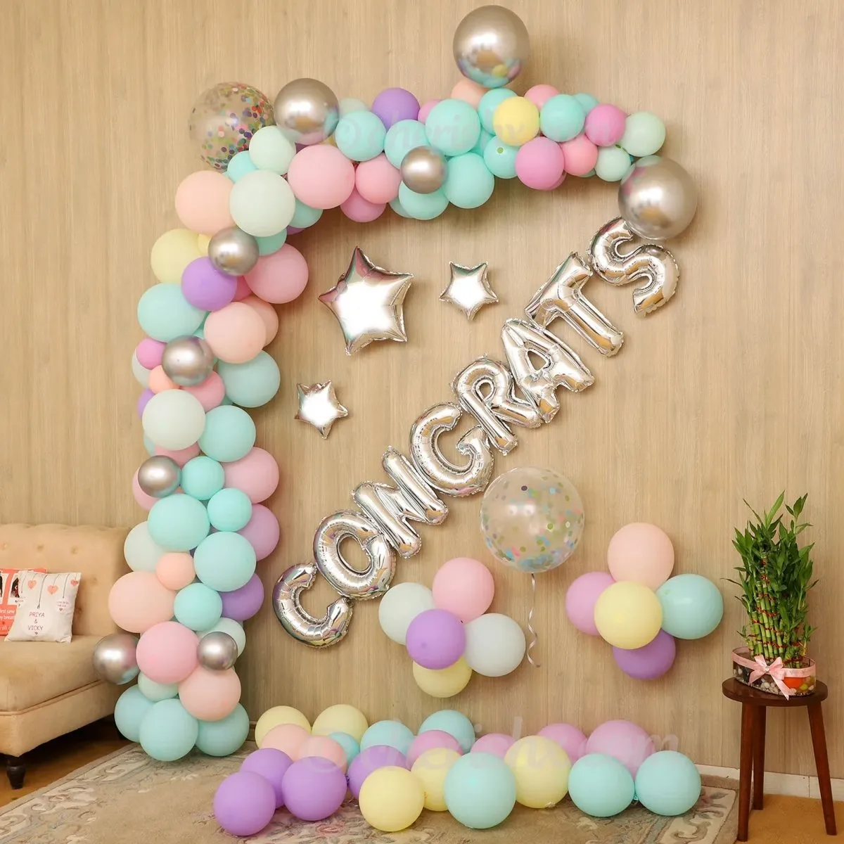 Congrats Pastel Letter Balloon Decoration Kit 68 Pcs