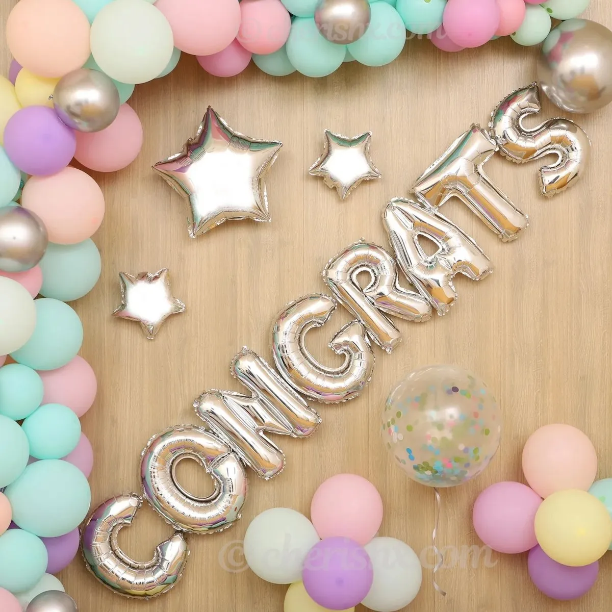 Congrats Pastel Letter Balloon Decoration Kit 68 Pcs