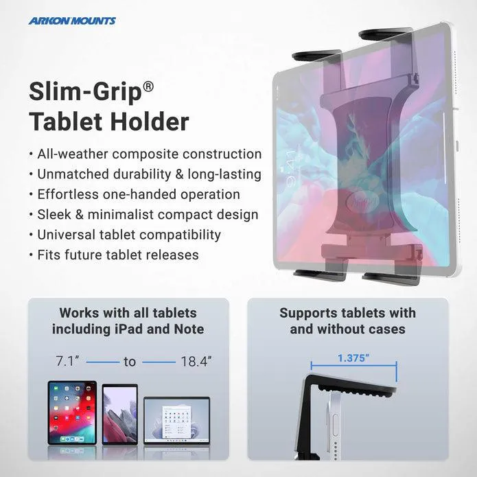 Dual Slim-Grip® Tablet Holder and RoadVise® Phone Holder with Desk Stand Mount for Side-by-Side Streaming