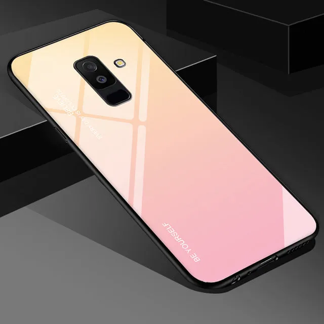 EKDME Tempered Glass Case For Samsung Galaxy S8 S9 S10 Plus S10e A50 A30 70 A7 J6 A8 2018 Note 8 9 M30 M20 Aurora Colorful Cover