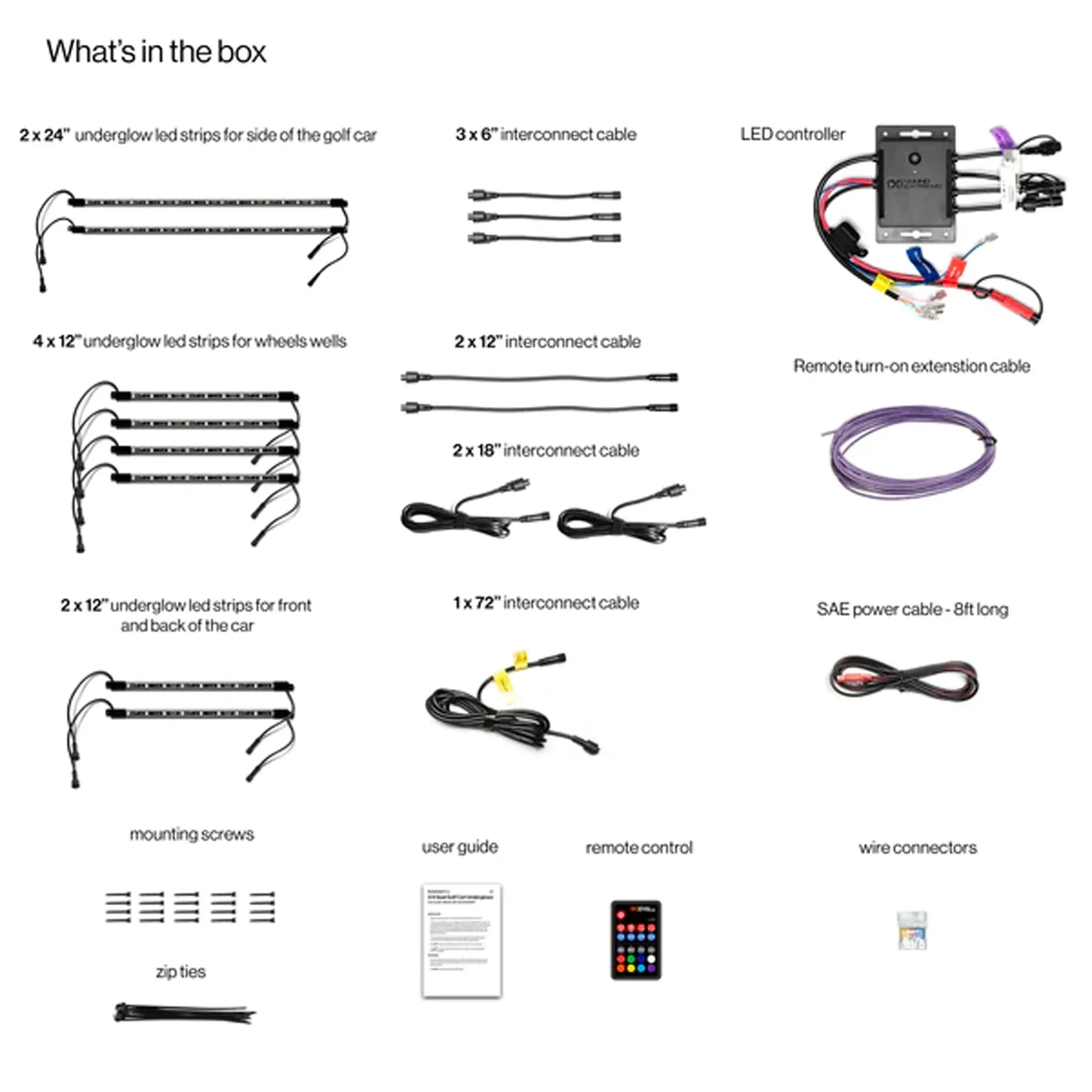 ExtremeStrip 2/4 Seat Golf Cart Underglows LED Light Strips with 4-Zone LED Controller Included