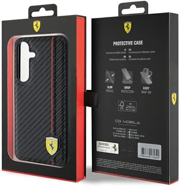 Ferrari Carbon Printed Line Hard Case for Samsung Galaxy S24 6.2" Black - FEHCS24SN3DUR