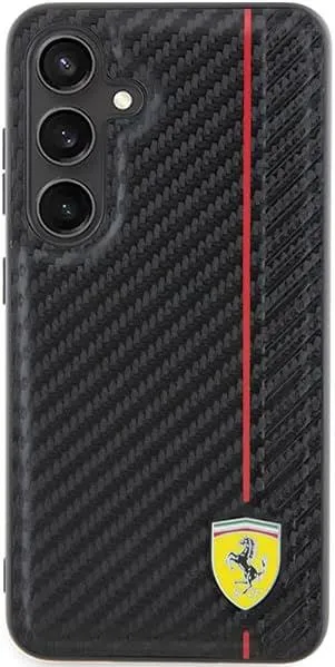 Ferrari Carbon Printed Line Hard Case for Samsung Galaxy S24 6.2" Black - FEHCS24SN3DUR