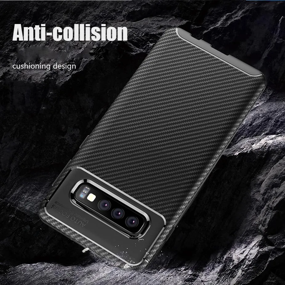 Galaxy S10 Plus Frosted Carbon Fiber Shockproof Soft Case