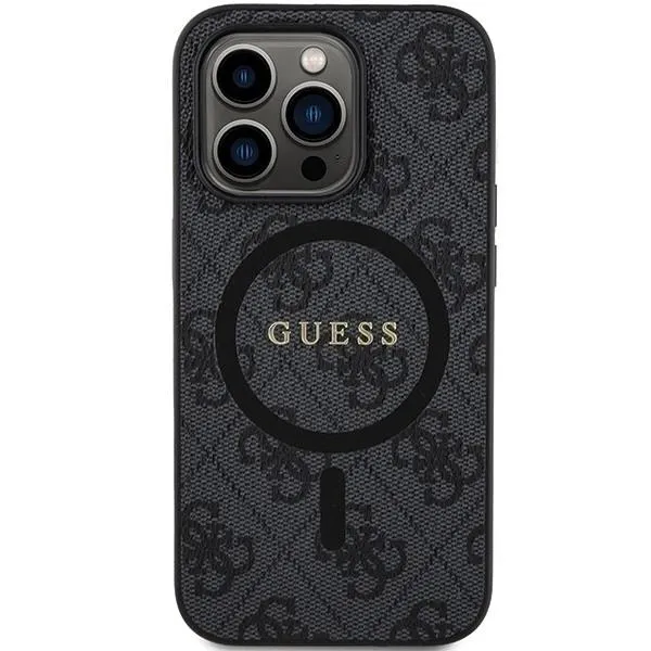 Guess 4G Collection Leather Metal Logo with MagSafe Hard Case for iphone 15 Pro Max 6.7" Black - GUHMP15XG4GDRK