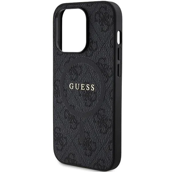 Guess 4G Collection Leather Metal Logo with MagSafe Hard Case for iphone 15 Pro Max 6.7" Black - GUHMP15XG4GDRK