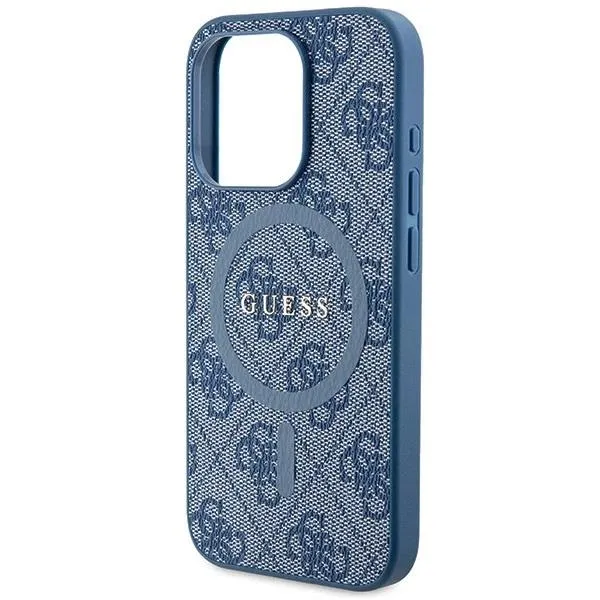 Guess 4G Collection Leather Metal Logo with MagSafe Hard Case for iphone 15 Pro Max 6.7" Blue - GUHMP15XG4GFRB