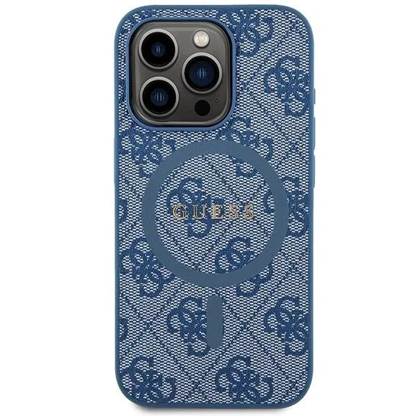 Guess 4G Collection Leather Metal Logo with MagSafe Hard Case for iphone 15 Pro Max 6.7" Blue - GUHMP15XG4GFRB