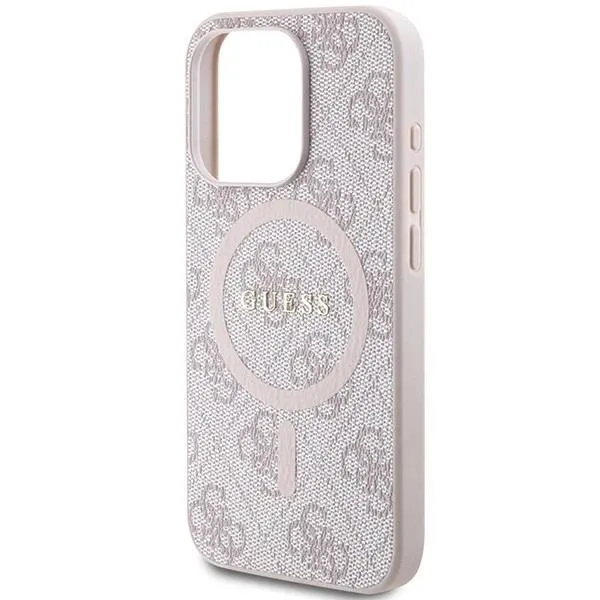 Guess 4G Collection Leather Metal Logo with MagSafe Hard Case for iphone 15 Pro Max 6.7" Pink - GUHMP15XG4GFRP