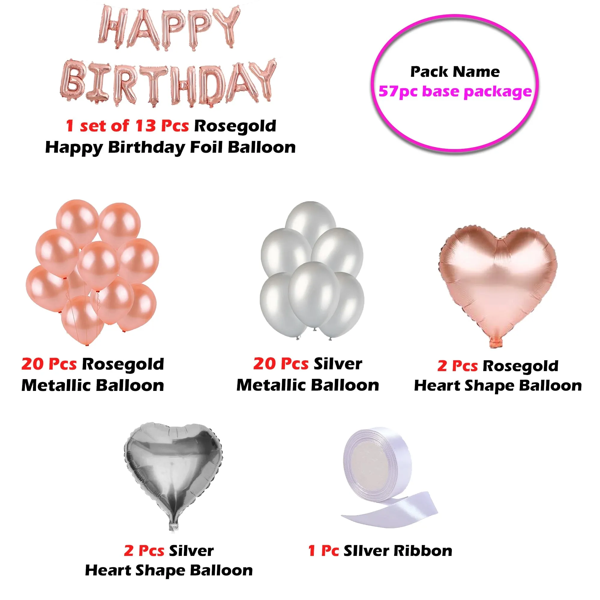 Happy Birthday Kit Rose Gold Metallic Balloons DIY Kit