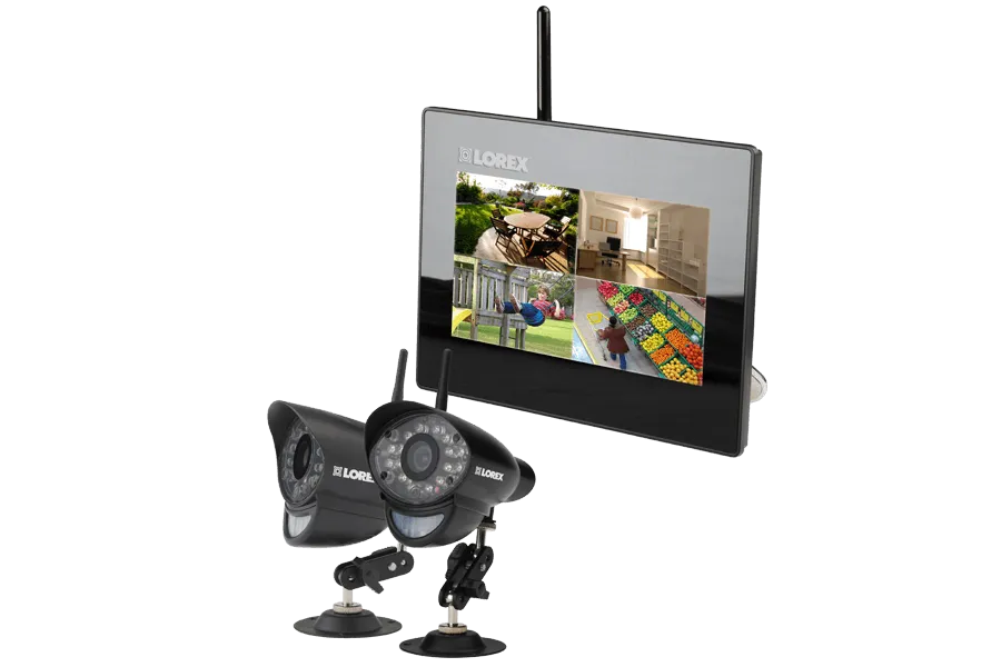 Home monitoring system with 2 wireless cameras